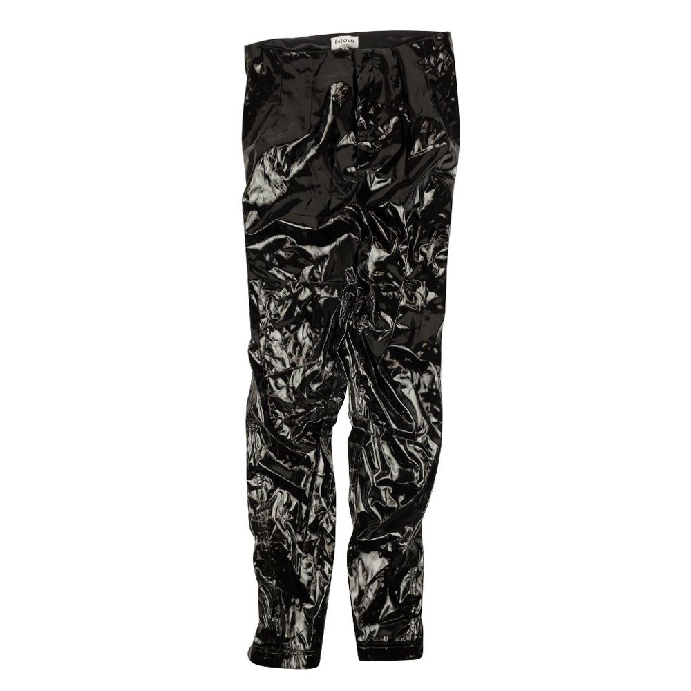 PALOMO Black Faux Leather Lace Up Pants Size S $695